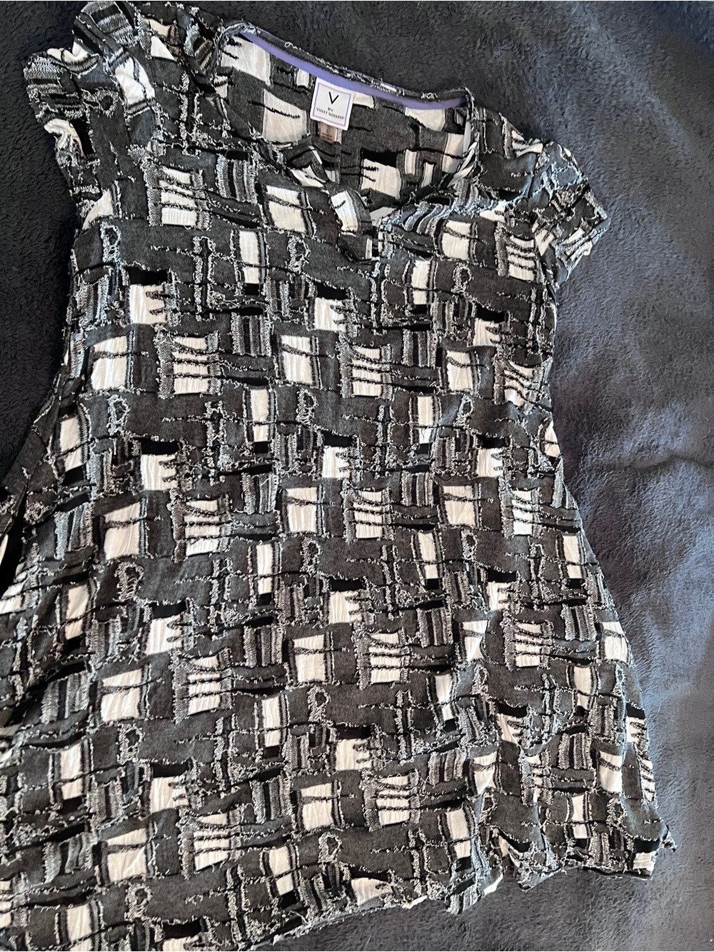 Black & White Textured Midi Dress